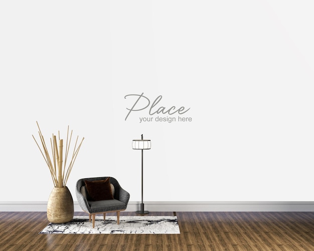 Mockup für die Innenwand des Wohnzimmers