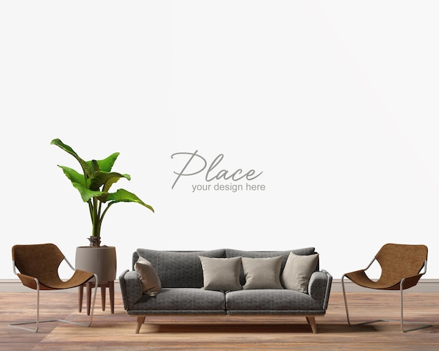 Mockup für die Innenwand des Wohnzimmers