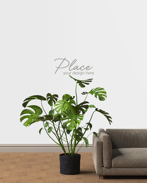 Mockup für die Innenwand des Wohnzimmers