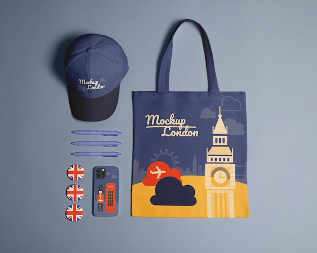 Mockup für die merchandising-produkte der stadt