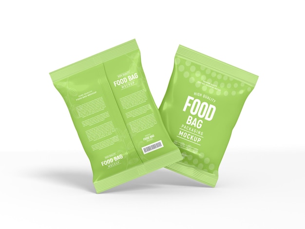 Mockup für die Verpackung von Lebensmittelbeuteln aus glänzender Folie