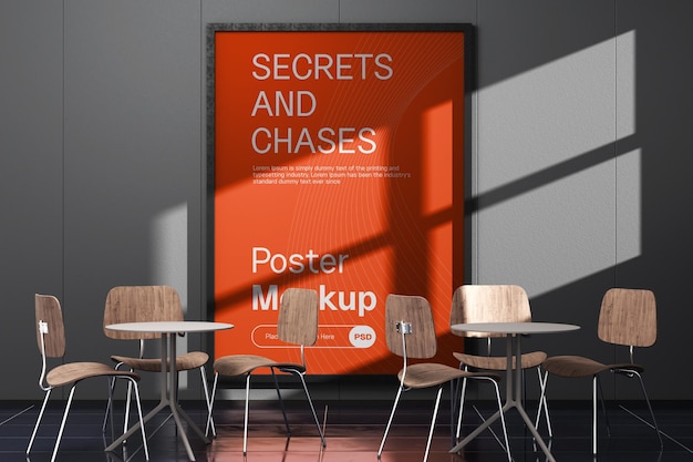 Mockup für ein vertikales Postercafé