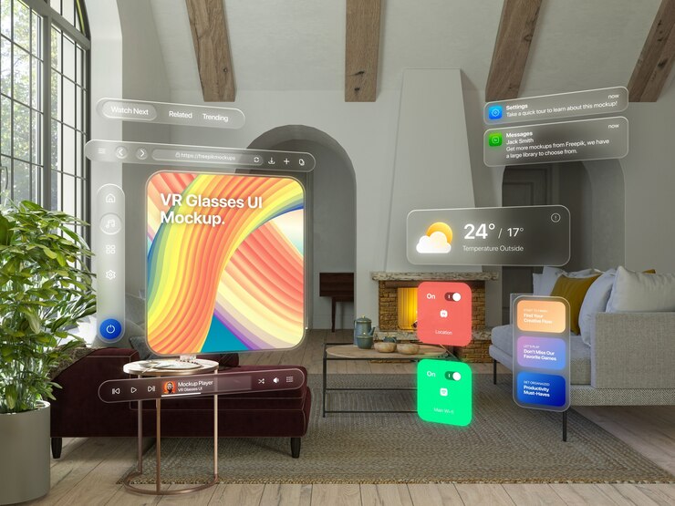 PSD mockup für eine futuristische technologieprojektion