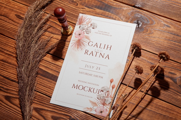 Mockup für eine Herbst-Hochzeitseinladung