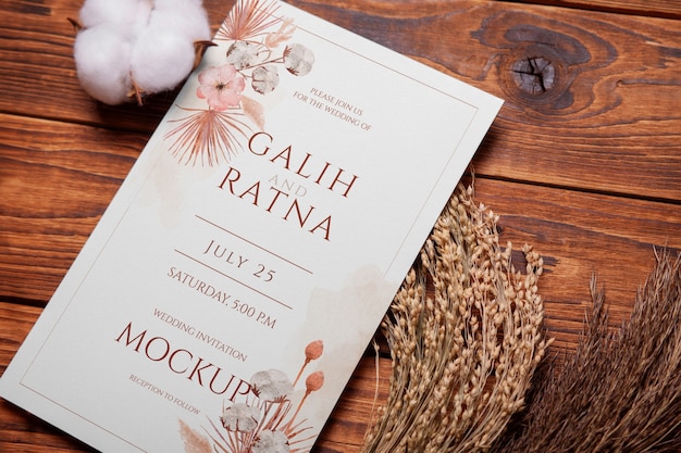 Mockup für eine Herbst-Hochzeitseinladung
