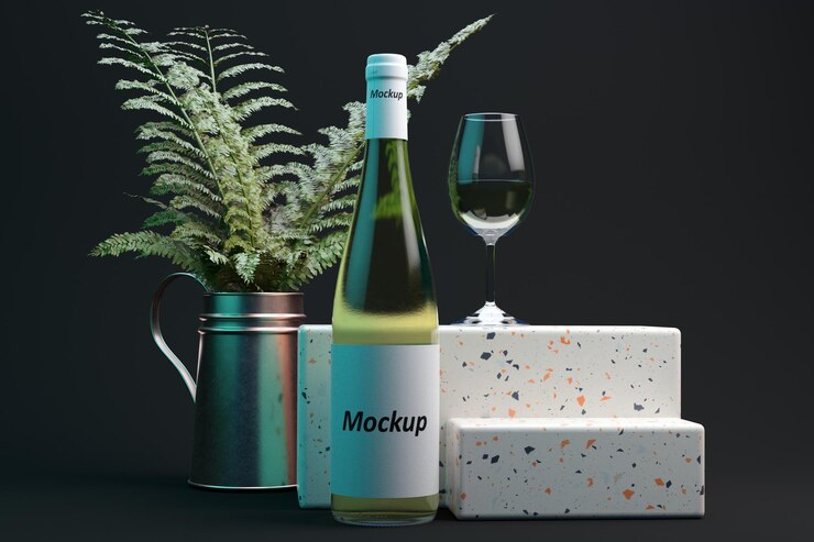 PSD mockup für eine weinflasche