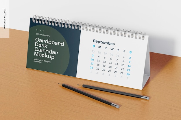 Mockup für einen Schreibtischkalender aus Karton