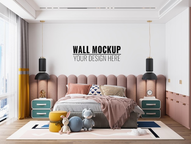 Mockup für Innenraum-Wandpapier für Kinderzimmer