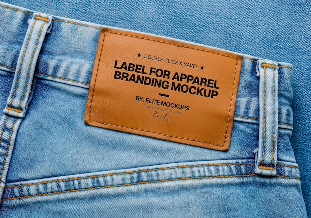 Mockup für Lederetiketten auf leichten Denimjeans