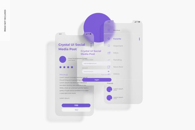 Mockup für UI-Bildschirme aus Milchglas