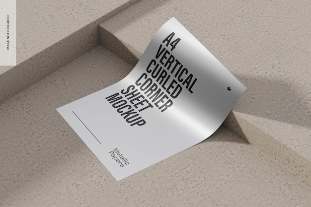 Mockup für vertikales, metallisch gewelltes Eckblatt im A4-Format