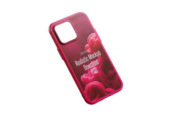 PSD mockup de funda de móvil rosa