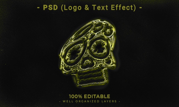 Mockup gaya efek teks dan logo 3D yang bisa diedit dengan latar belakang abstrak gelap