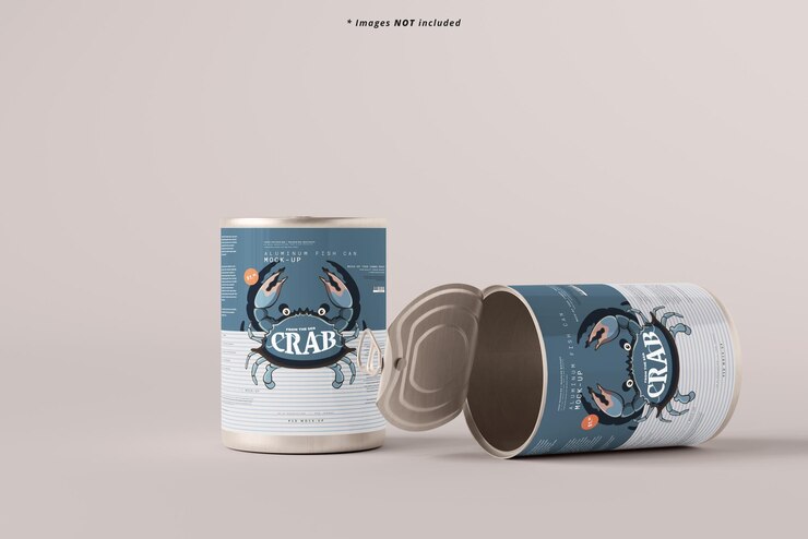 PSD mockup de una gran lata de comida abierta