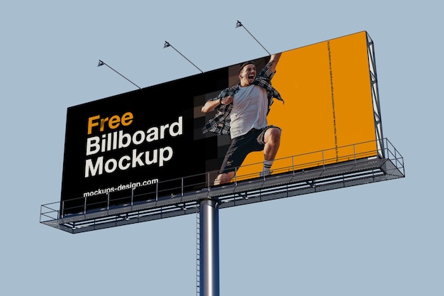 Mockup gratuito de cartelera con persona