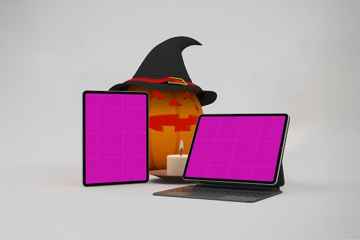 PSD mockup de halloween con capacidad de respuesta