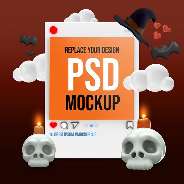 Mockup halloween instagram redes sociais