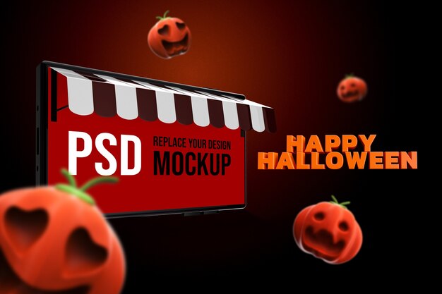 Mockup Halloween Smartphone Design 3D-Rendering