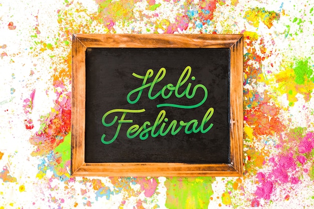 Mockup del holi festival con pizarra