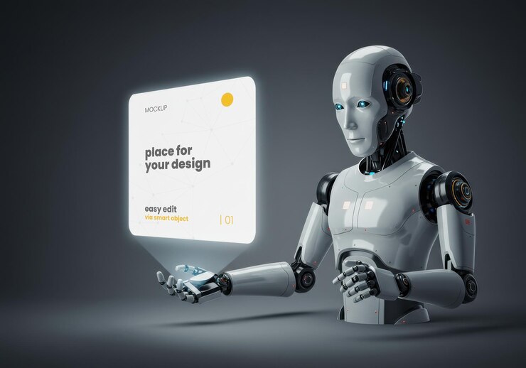 Mockup de holograma de proyección de robots