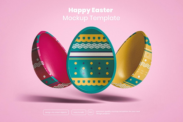 Mockup de huevos de pascua flotantes de colores