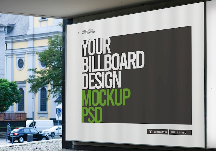 PSD mockup iklan papan reklame