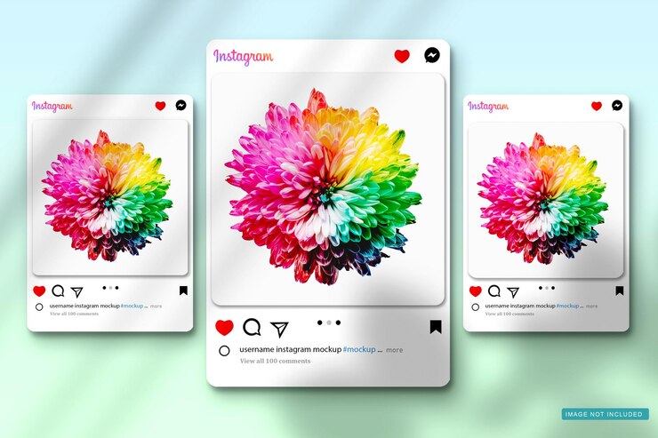 Mockup de Instagram de flores coloridas