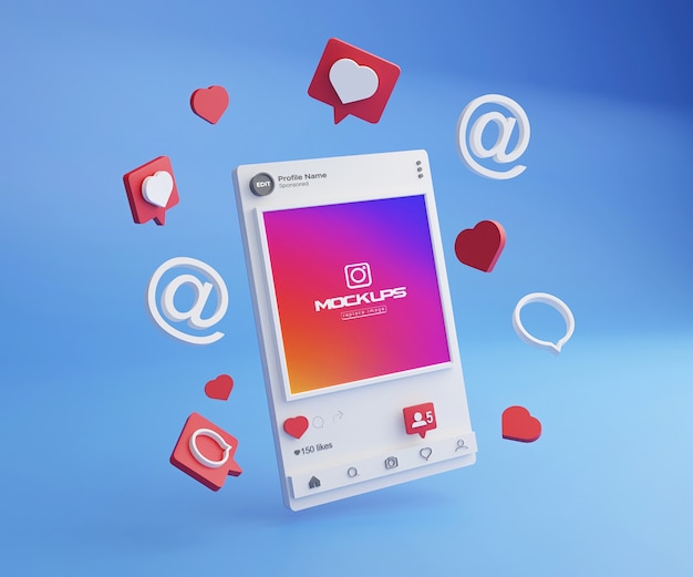 Mockup instagram soziale Medien 3d