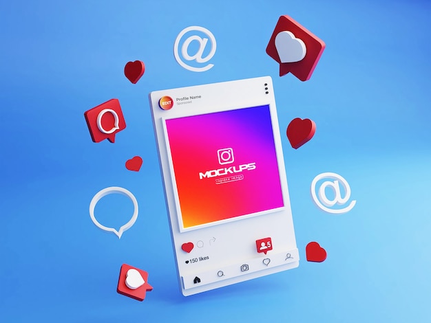 Mockup instagram soziale Medien 3d