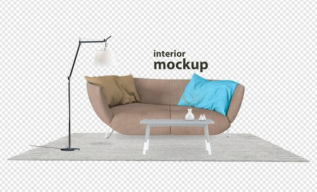 Mockup del interior del sofá en 3D aislado