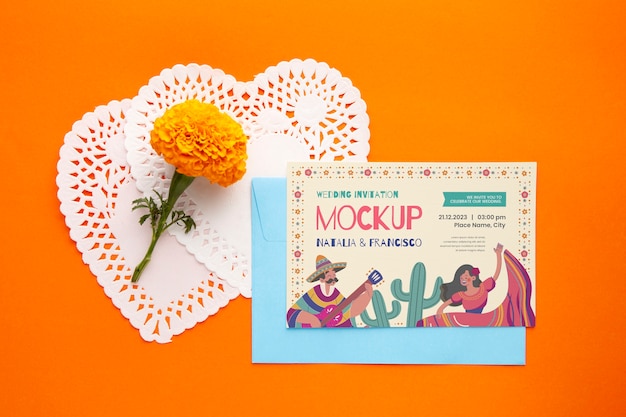 Mockup de invitación de boda mexicana