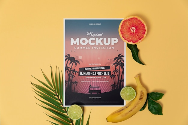 Mockup de invitación de verano con ingredientes