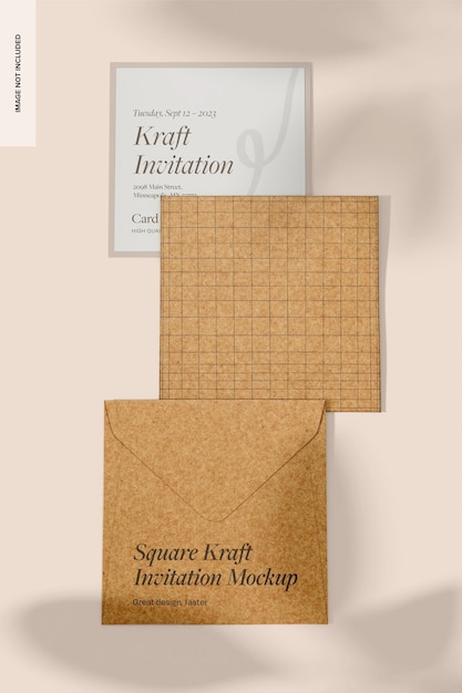 Mockup de las invitaciones de Kraft Square