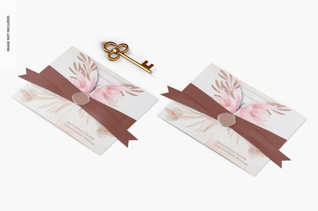 Mockup de las invitaciones de la puerta doble de quinceanera