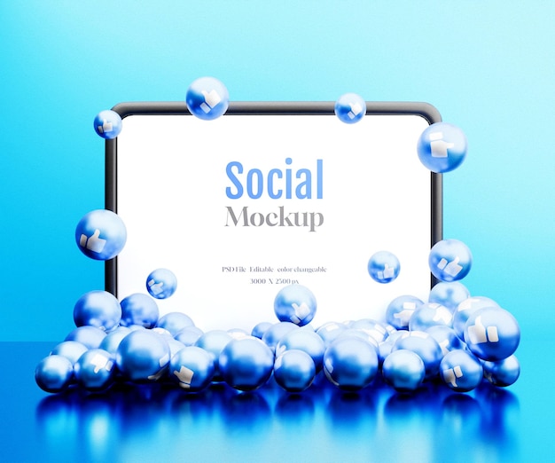 mockup d'iPad avec une icône de média social réaliste ou mockup de iPad avec une iconne de média social 3D