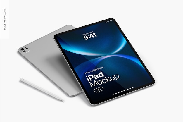 Mockup de iPad Pro de 13 pulgadas con vista de ángulo alto