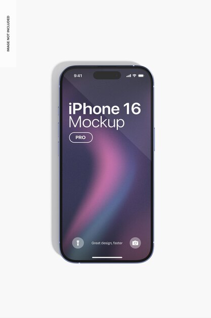 Mockup de iPhone 16 minimalista en la vista superior