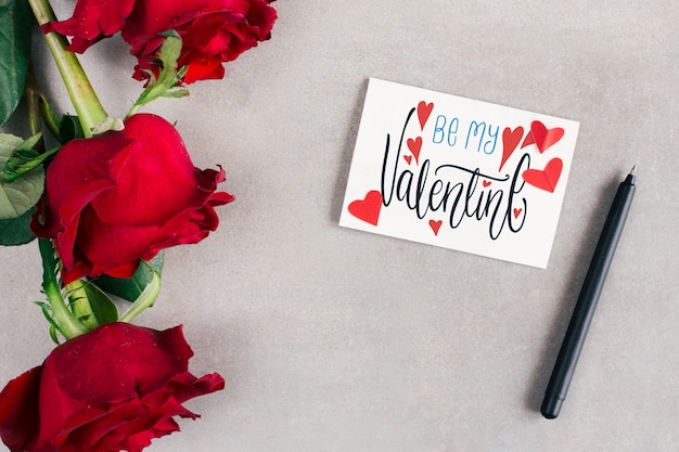 Mockup kartu hari Valentine tampilan atas