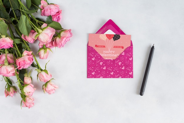 Mockup kartu hari Valentine tampilan atas