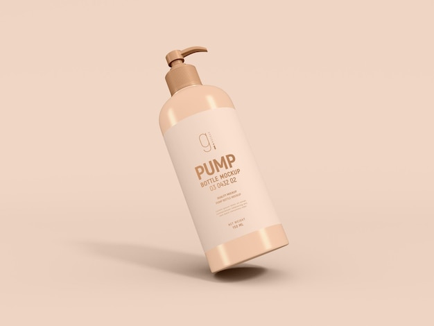 Mockup Kemasan Botol Pompa Kosmetik Plastik Mengkilap