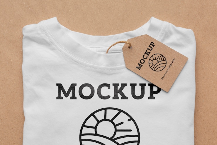 PSD mockup kemasan kaus ramah lingkungan