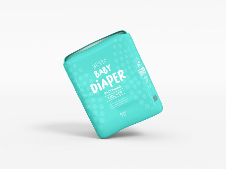 PSD mockup kemasan popok bayi