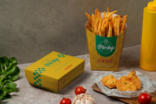 Mockup kemasan untuk makanan cepat saji