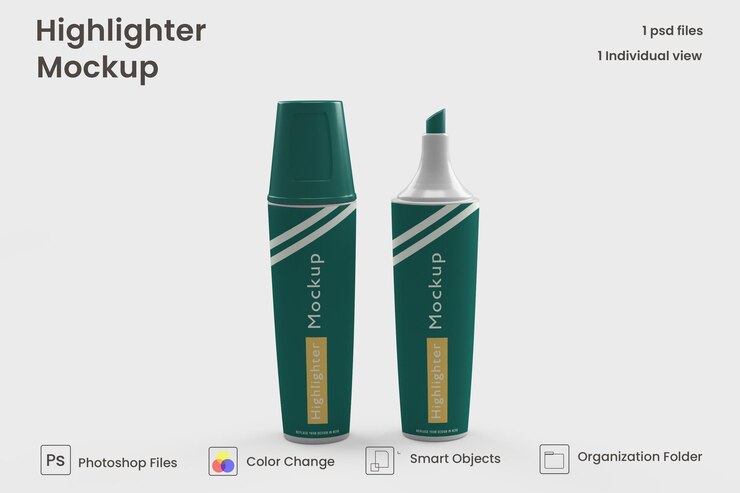 PSD mockup de lápiz resaltador premium psd