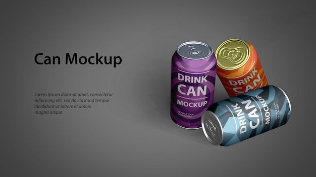 Mockup de lata de bebida con espacio en blanco para texto