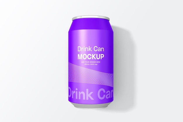 Mockup de la lata de bebida en la vista superior