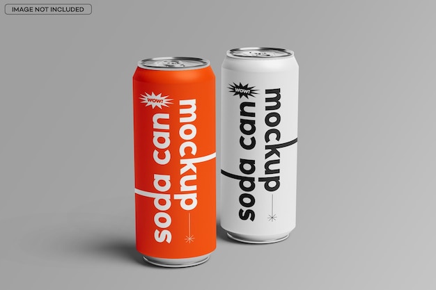 Mockup de latas de refresco latas de bebidas naranjas y blancas