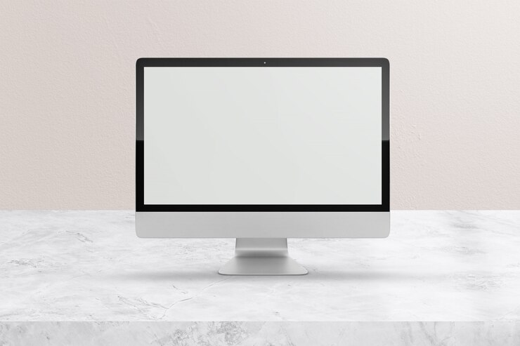 PSD mockup layar komputer desktop modern