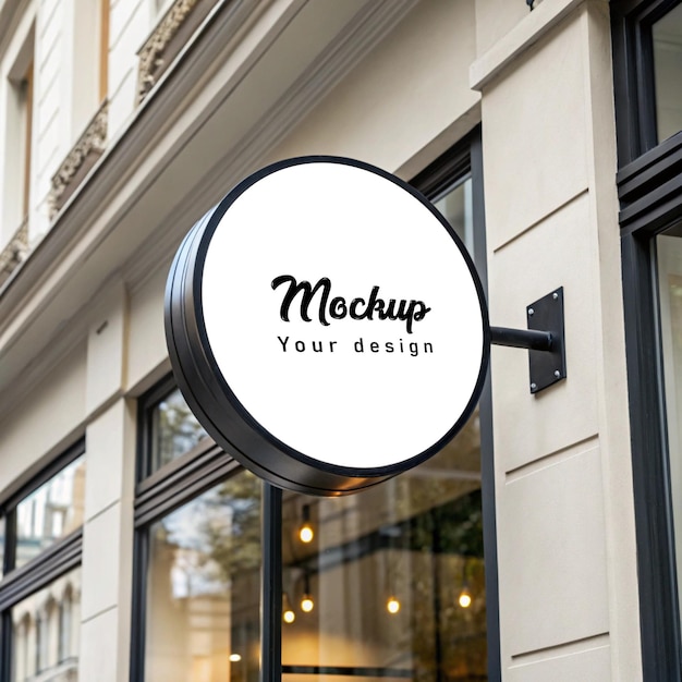 Mockup de letrero de tienda colgado
