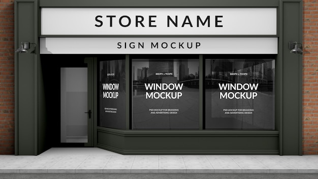 Mockup del letrero de la tienda
